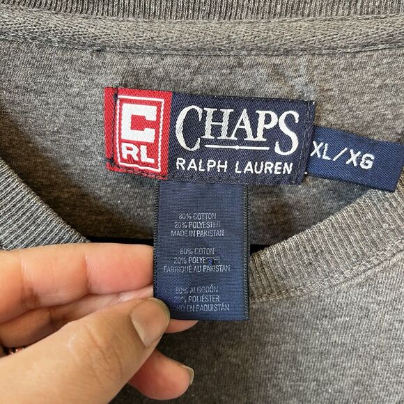 Vintage Chaps Ralph Lauren Crewneck Sweatshirt Phys Ed Gray Unisex Size XL - Picture 8 of 8